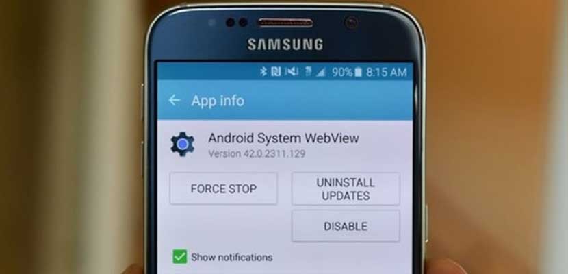 mengaktifkan Android System WebView
