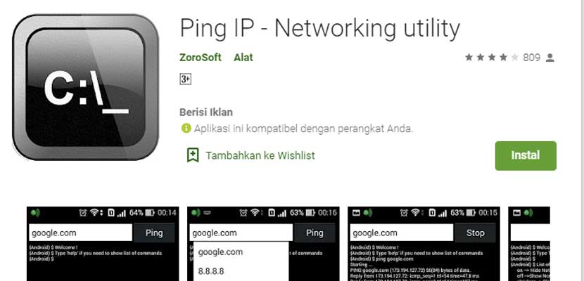 Lewat App Android Ping IP – Networking utility