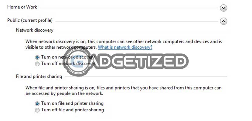 Turn On File and Printer Sharing