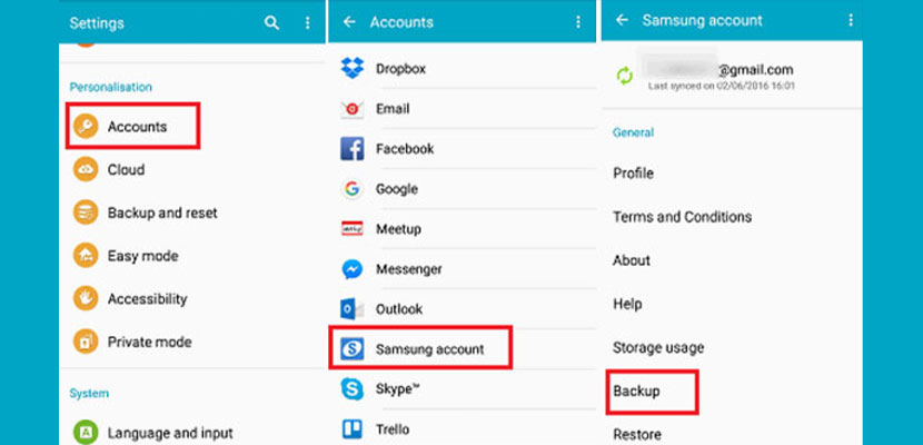 Backup Data dengan Samsung Account