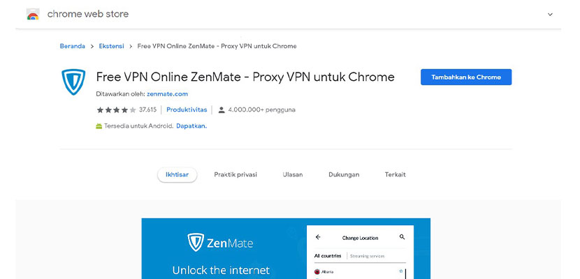 Add On Proxy Google Chrome ZenMate