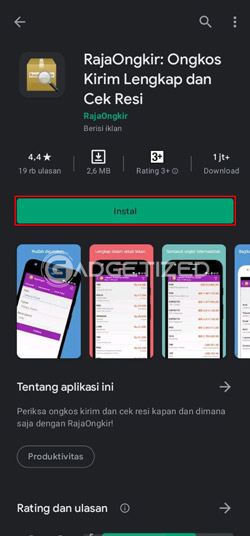 Download Aplikasi RajaOngkir