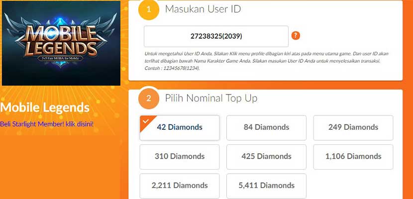 Cara Top Up Diamond ML via Codashop