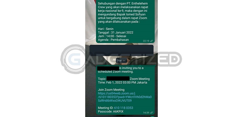 Contoh Undangan Zoom Meeting  Disertai Meeting ID & Passcode