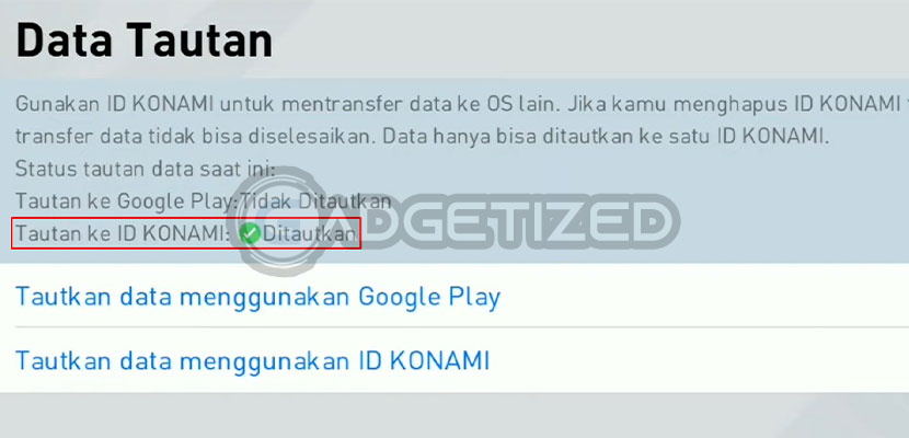 Berhasil Menghubungkan ID Konami PES Mobile 2