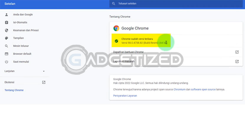 Gunakan Google Chrome Versi Terbaru