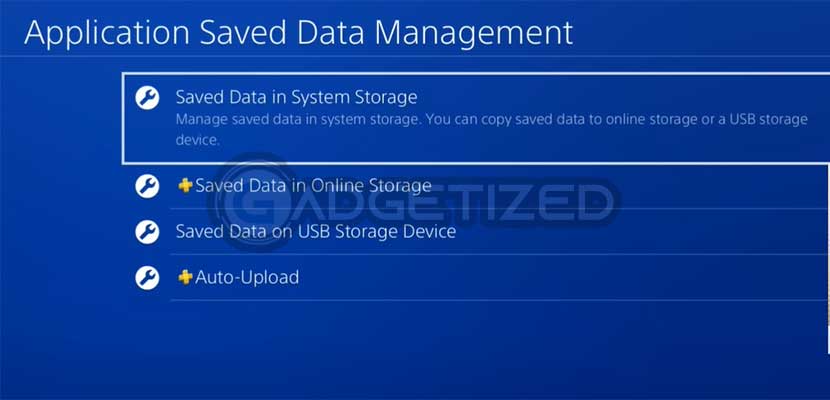 Pilih Save Data in System Storage
